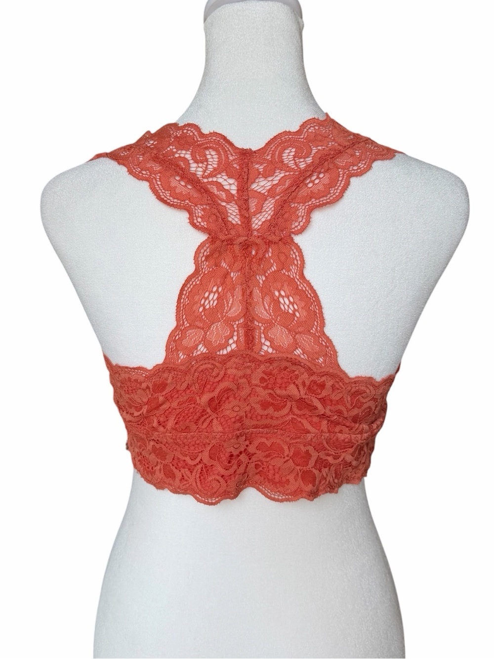 🧡Serra Lace Racerback Bralette - Coral Orange - Picture 3 of 14